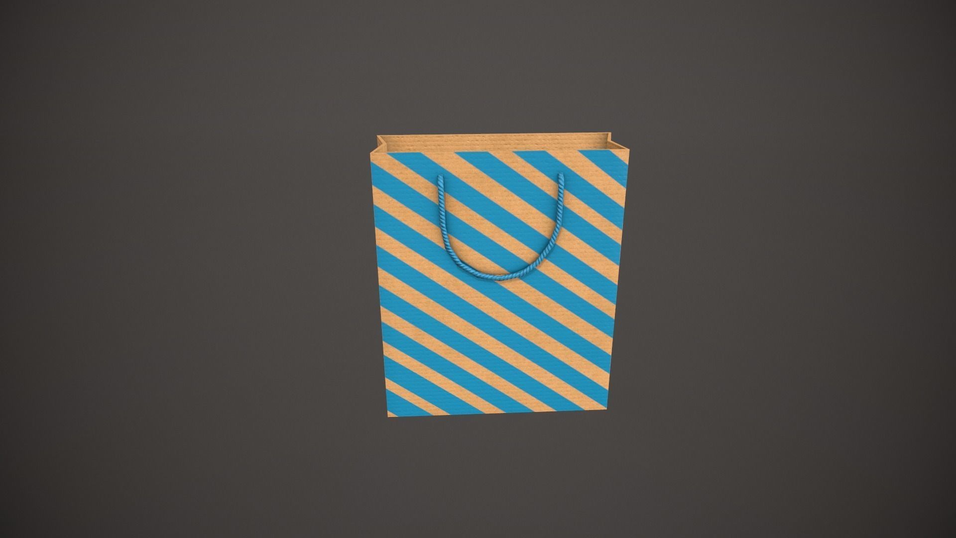 Blue Striped Gift Bag Low-poly 3D model_10