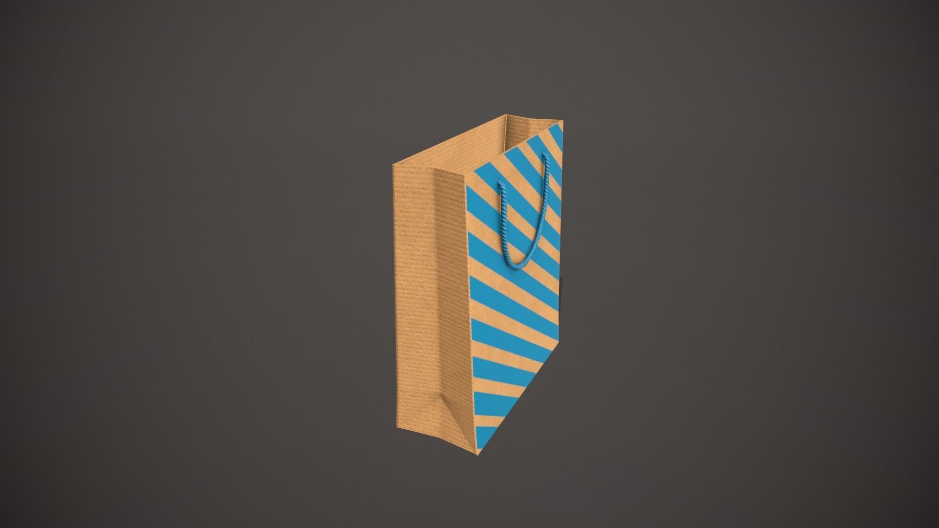 Blue Striped Gift Bag Low-poly 3D model_1