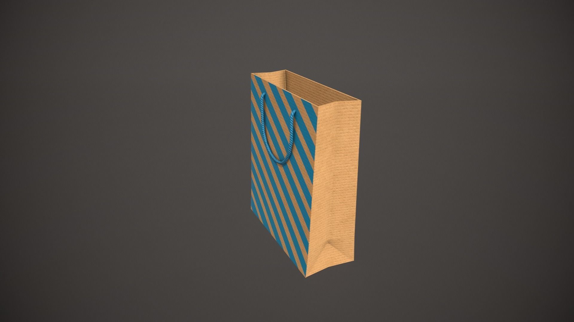 Blue Striped Gift Bag Low-poly 3D model_8