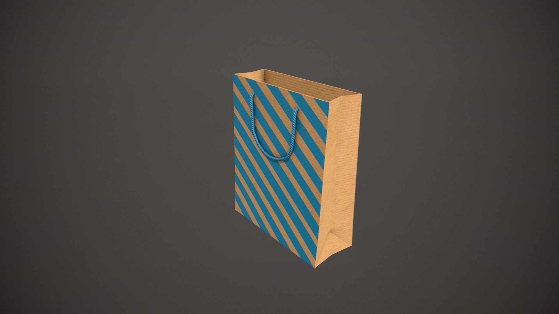 Blue Striped Gift Bag Low-poly 3D model_3