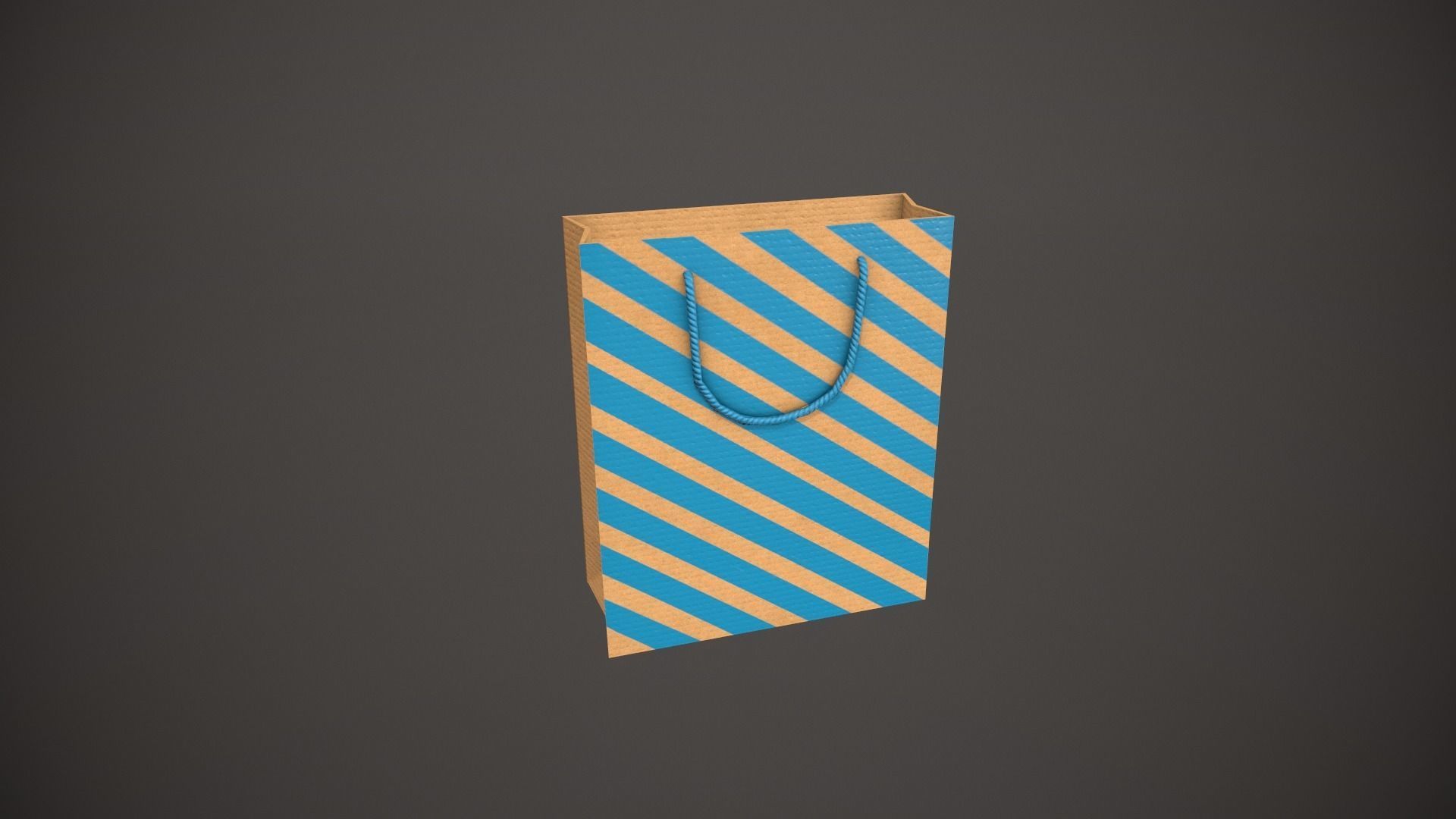 Blue Striped Gift Bag Low-poly 3D model_5