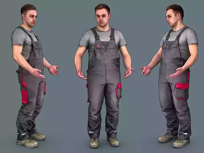 Foreman in Overalls at a Loss of Words 3D model