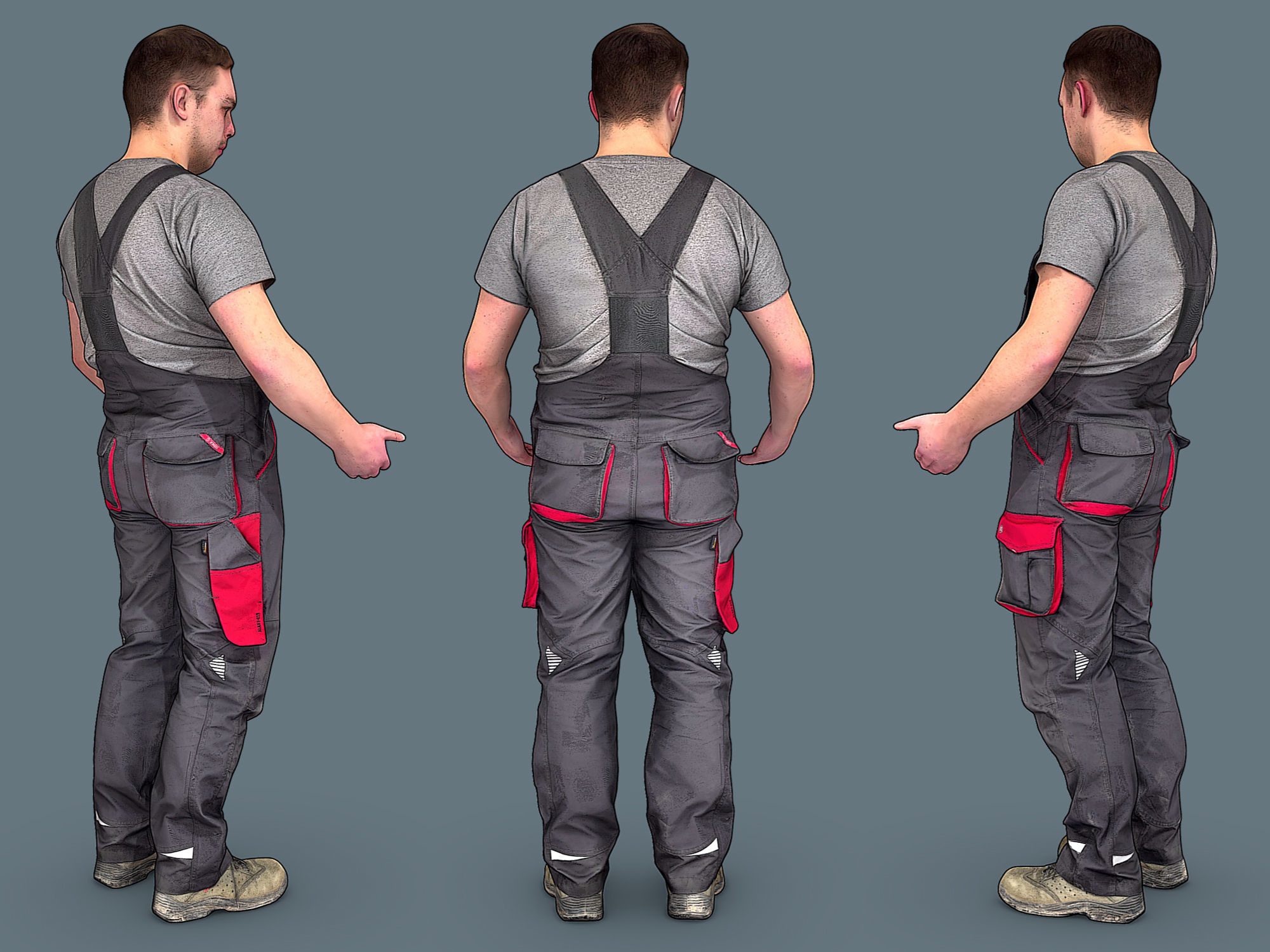 Foreman in Overalls at a Loss of Words 3D model_3