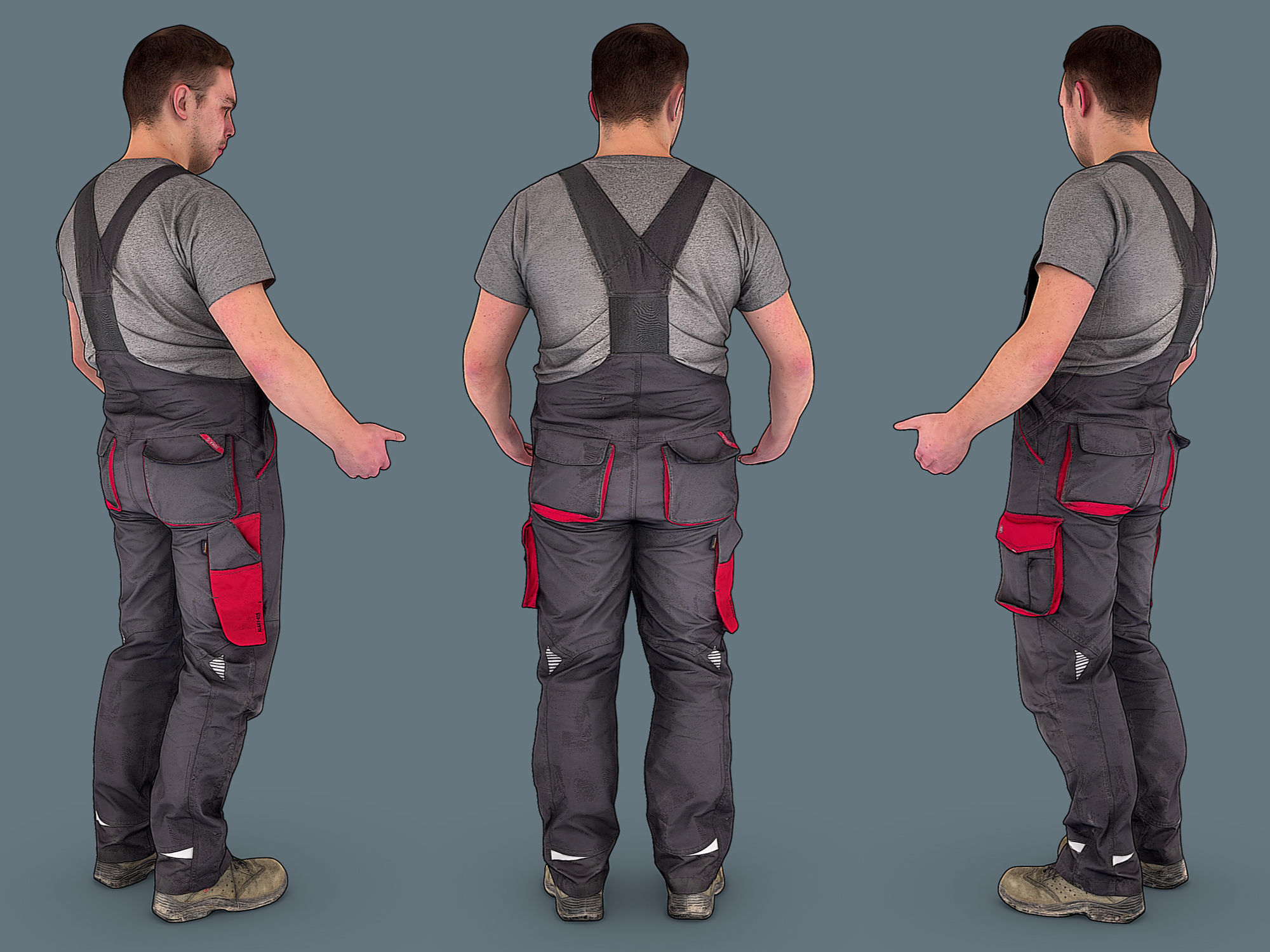 Foreman in Overalls at a Loss of Words 3D model_4