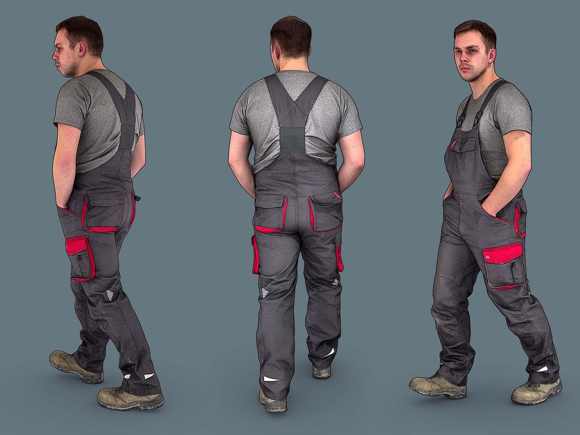 Foreman in Overalls Walking 3D model_3