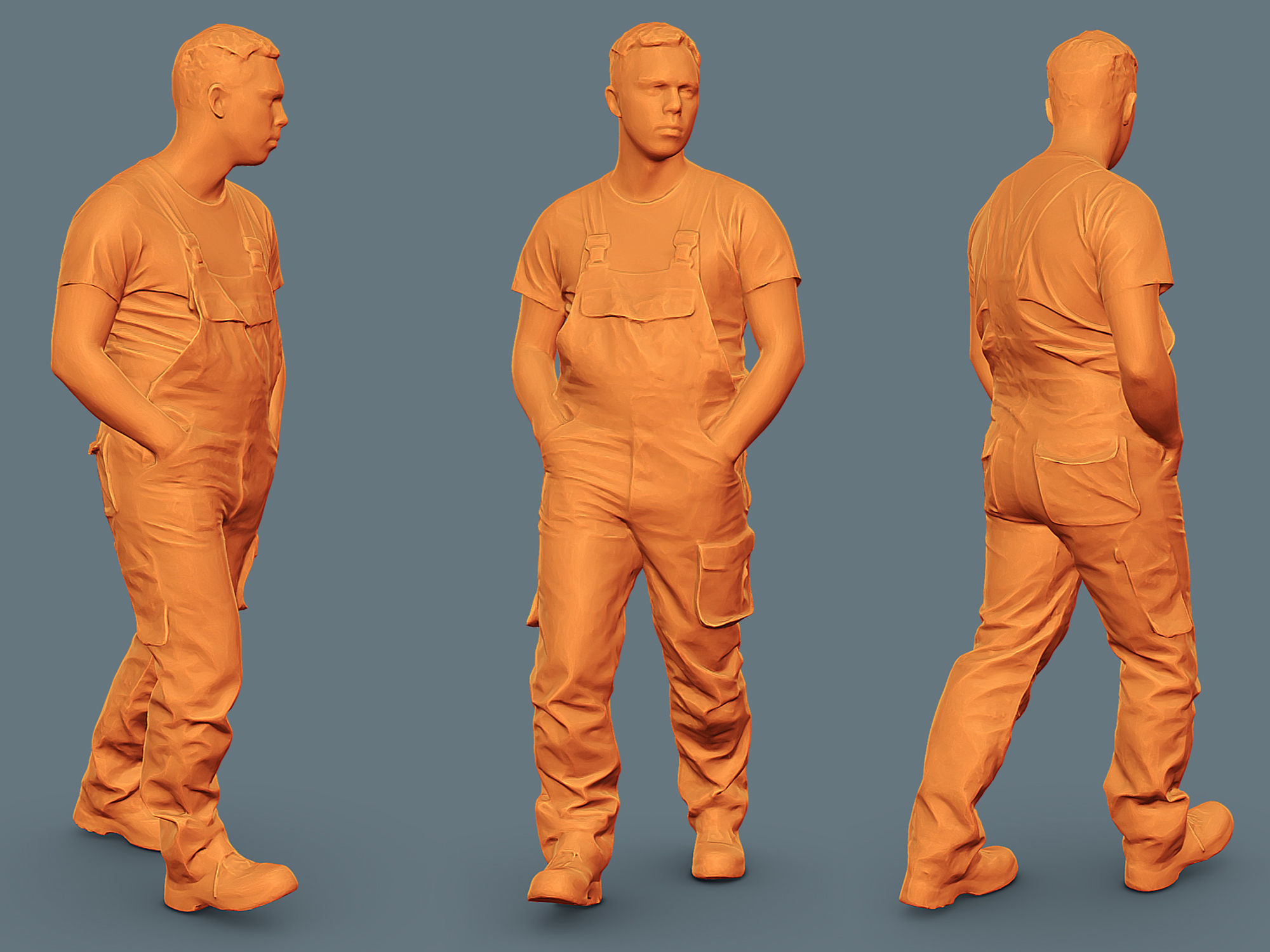 Foreman in Overalls Walking 3D model_2