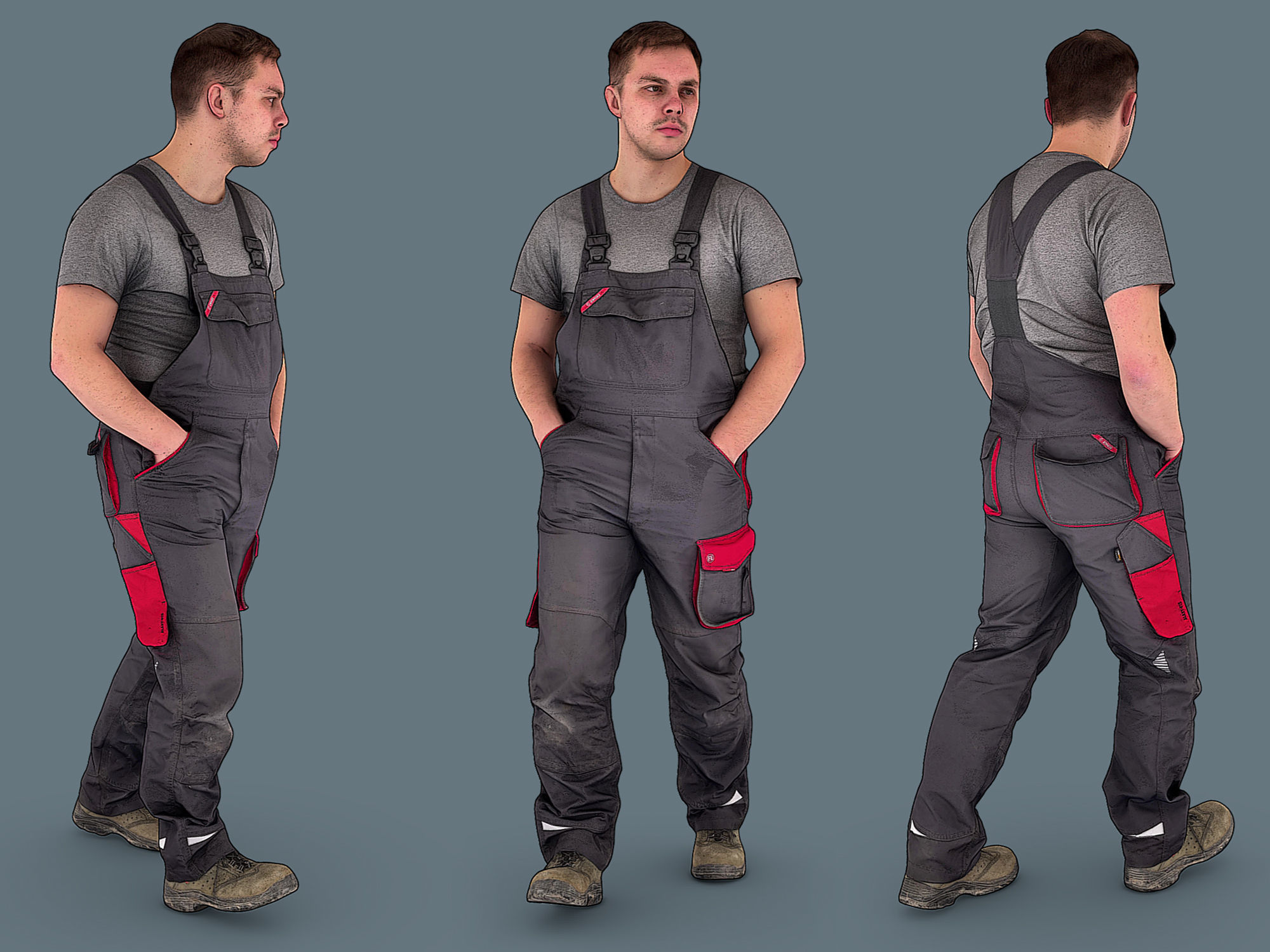 Foreman in Overalls Walking 3D model_1