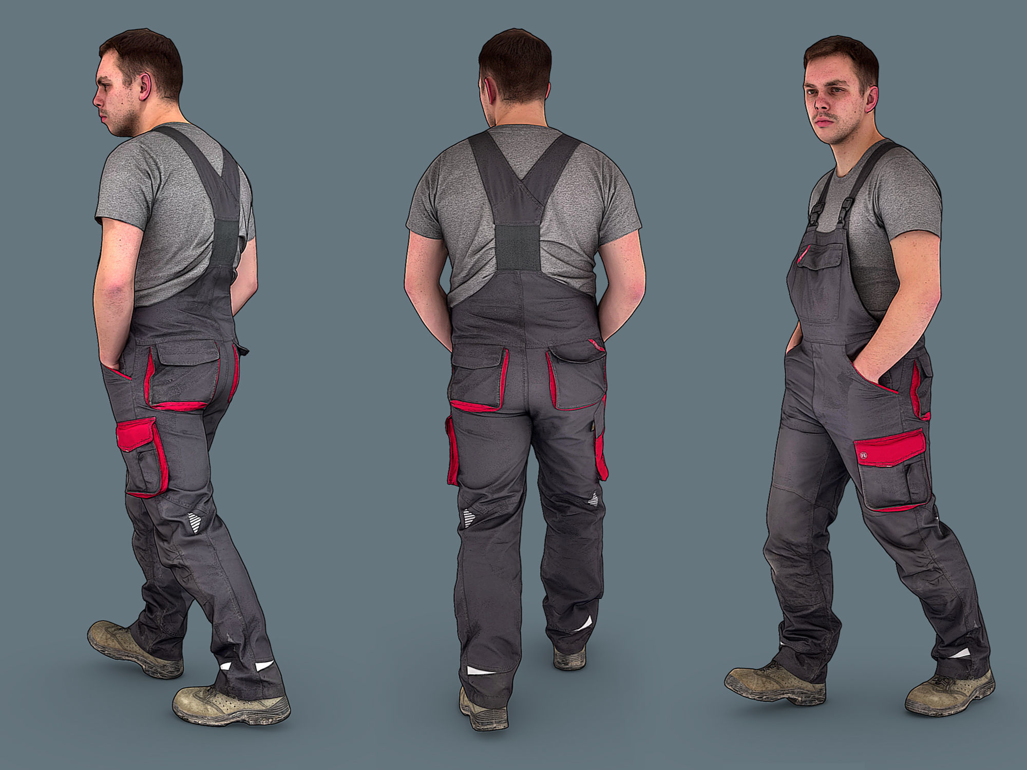 Foreman in Overalls Walking 3D model_4
