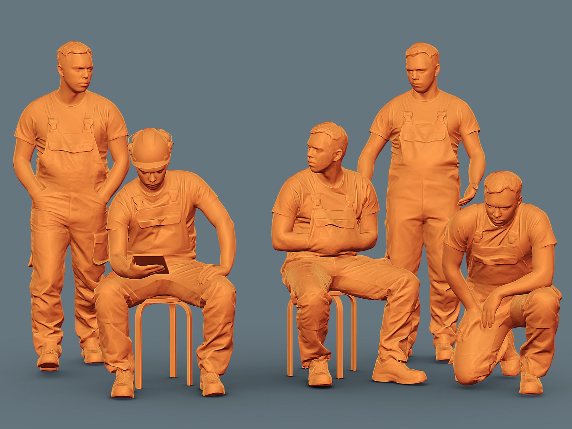 Foreman in Overalls 3D Model Collection_1