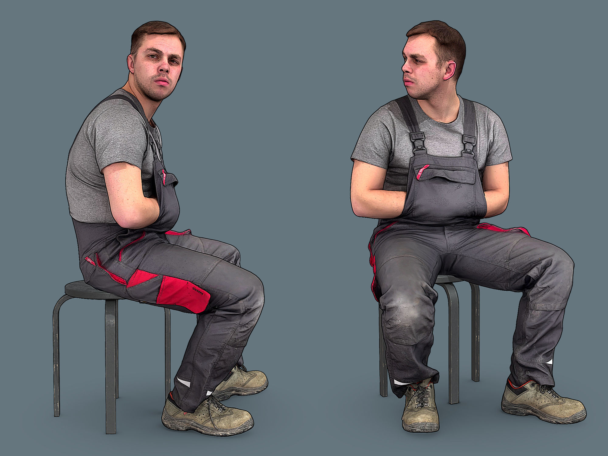 Foreman in Overalls 3D Model Collection_2