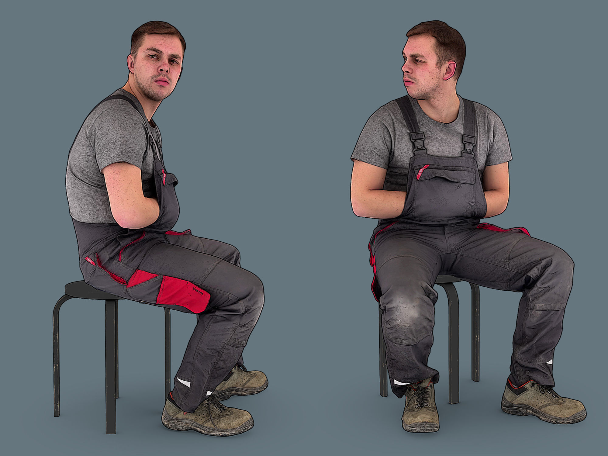 Foreman in Overalls 3D Model Collection_3