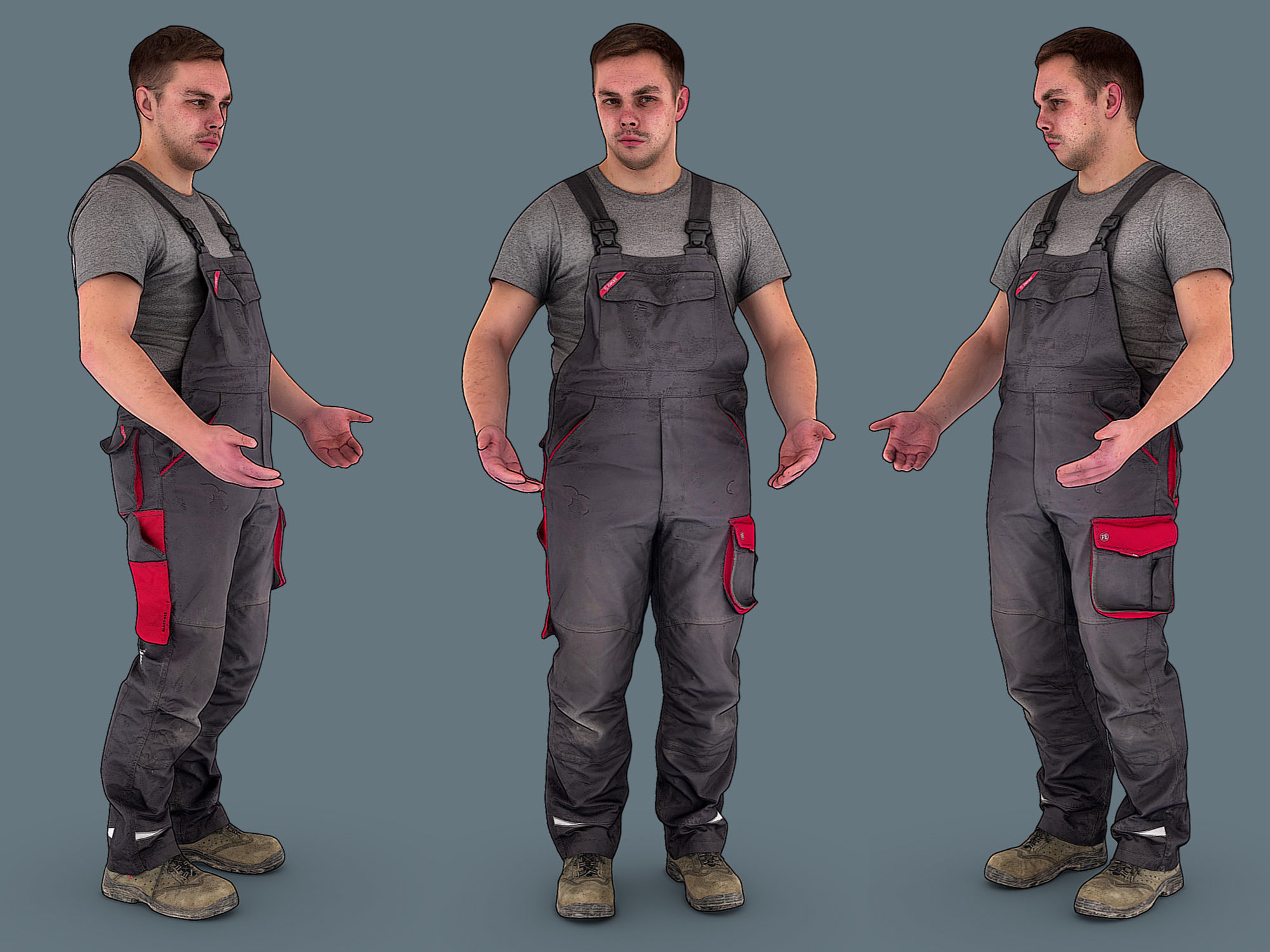 Foreman in Overalls 3D Model Collection_12