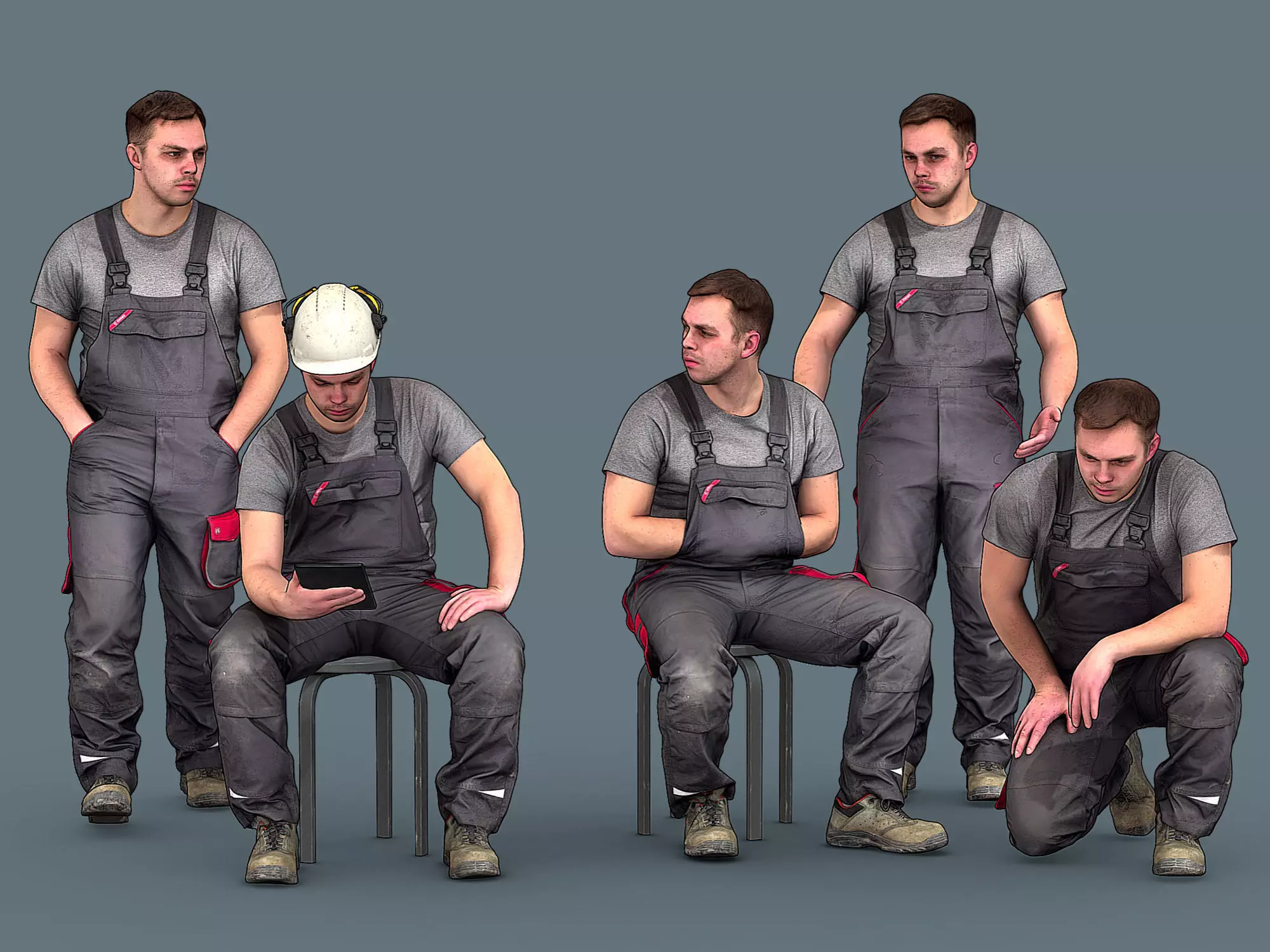 Foreman in Overalls 3D Model Collection_0