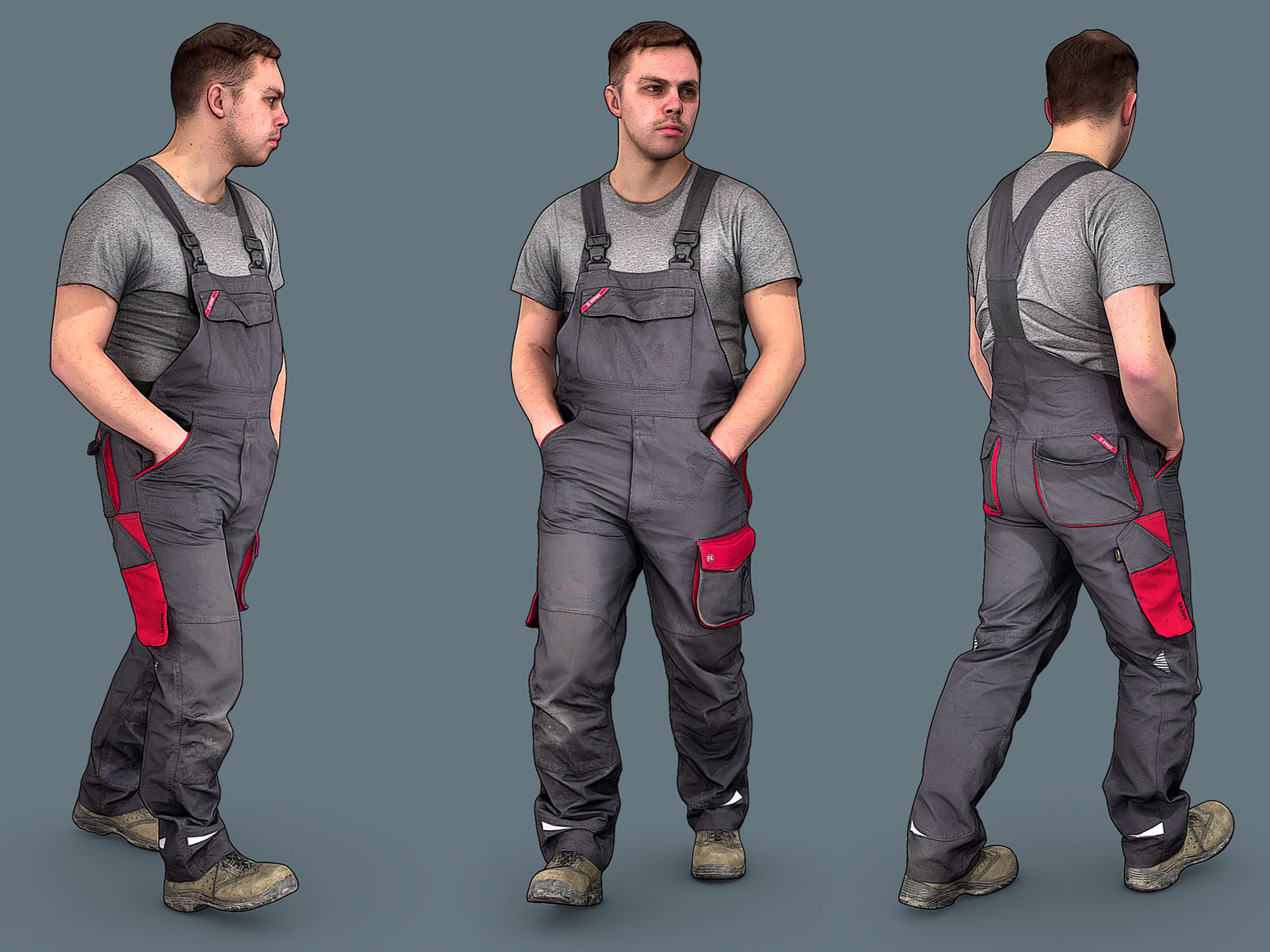Foreman in Overalls 3D Model Collection_5