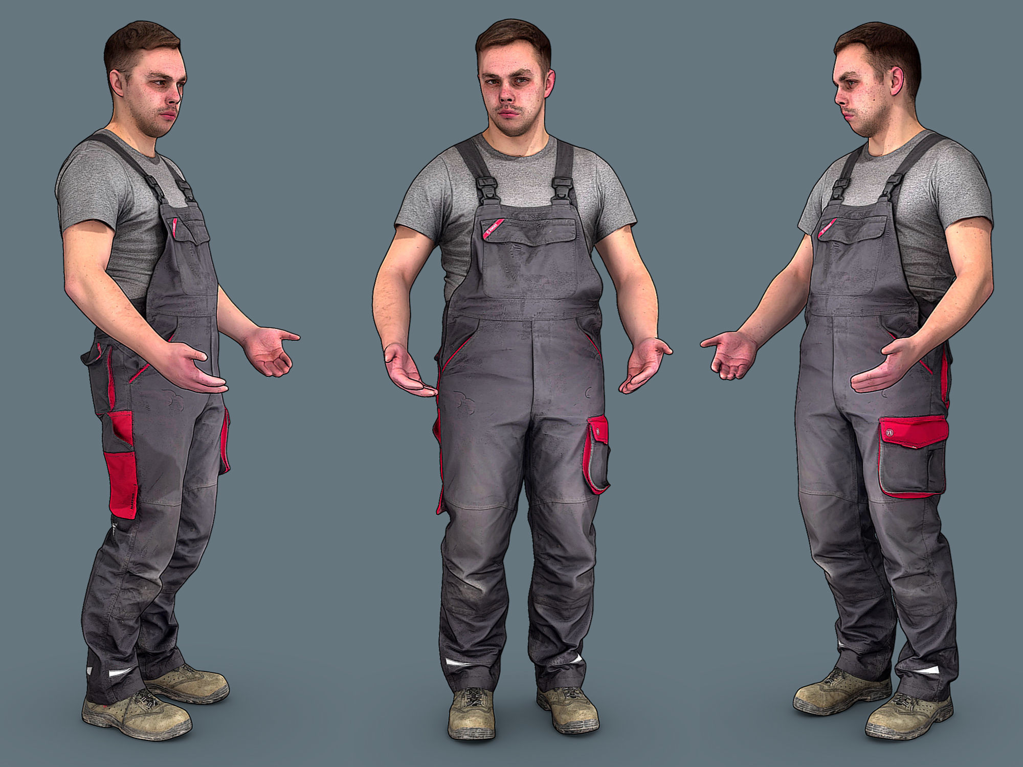 Foreman in Overalls 3D Model Collection_11