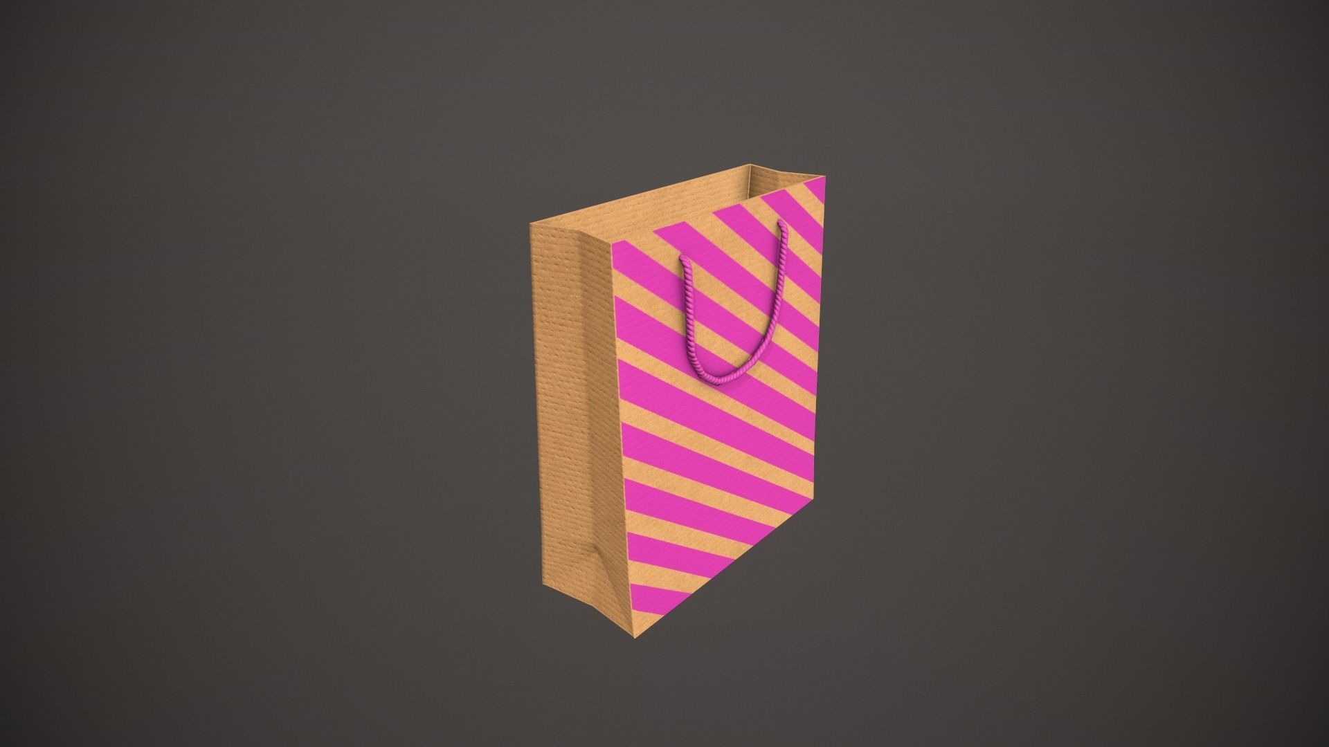 Pink Striped Gift Bag Low-poly 3D model_6