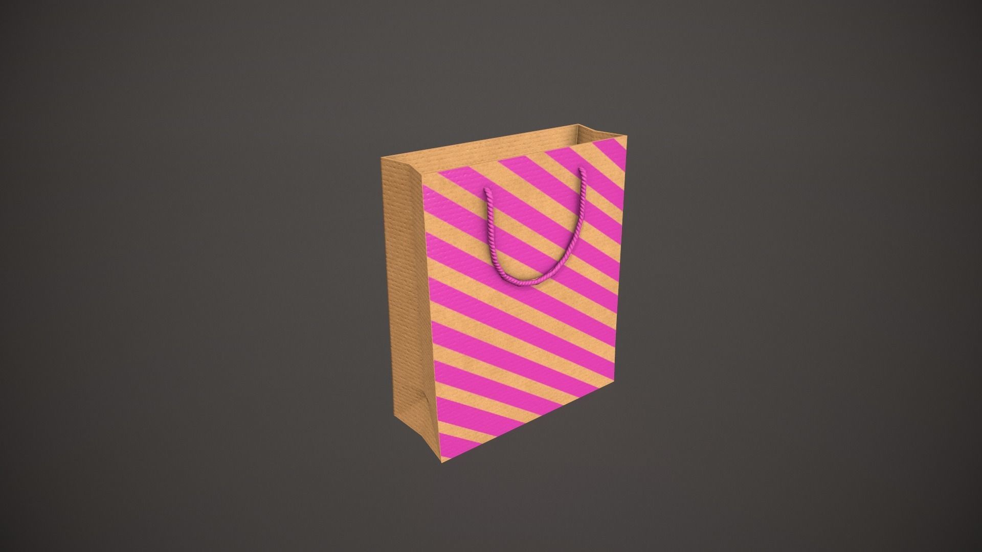 Pink Striped Gift Bag Low-poly 3D model_11