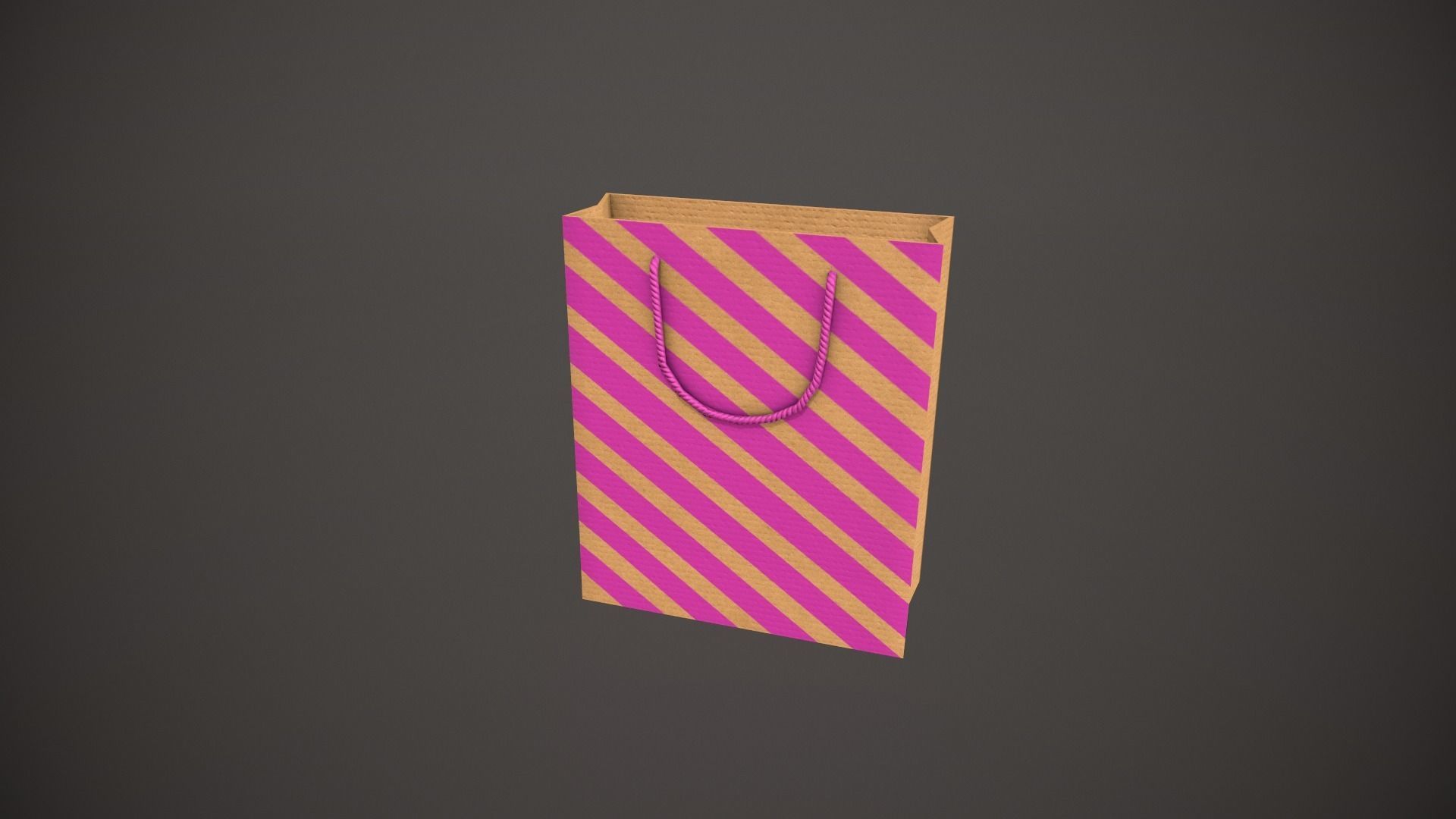 Pink Striped Gift Bag Low-poly 3D model_4