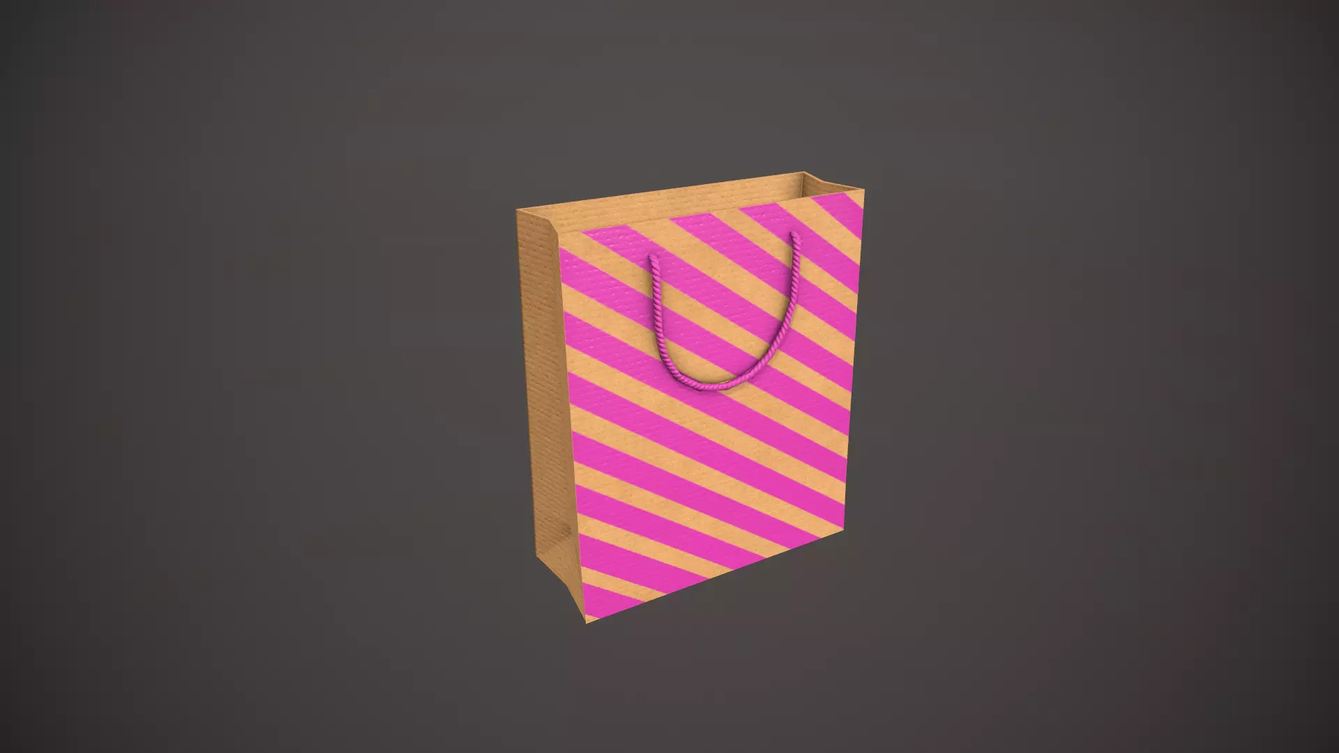 Pink Striped Gift Bag Low-poly 3D model_0