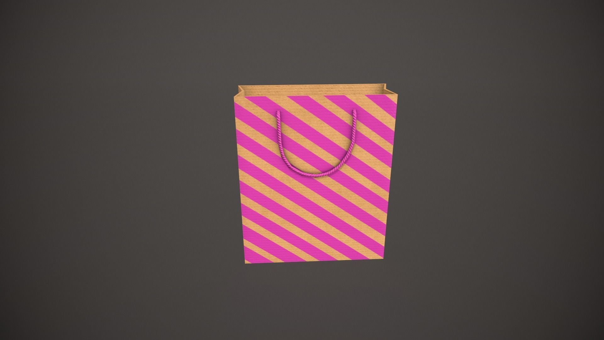 Pink Striped Gift Bag Low-poly 3D model_10