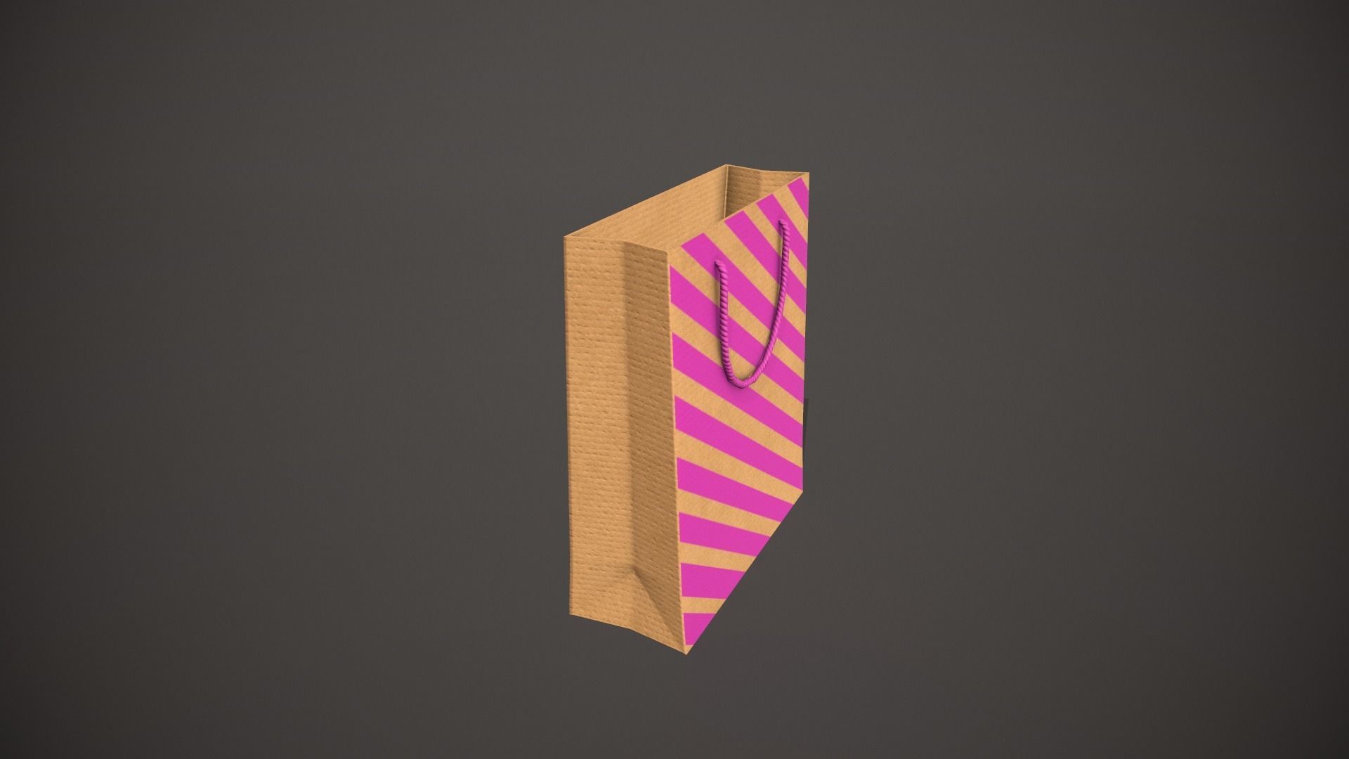 Pink Striped Gift Bag Low-poly 3D model_1