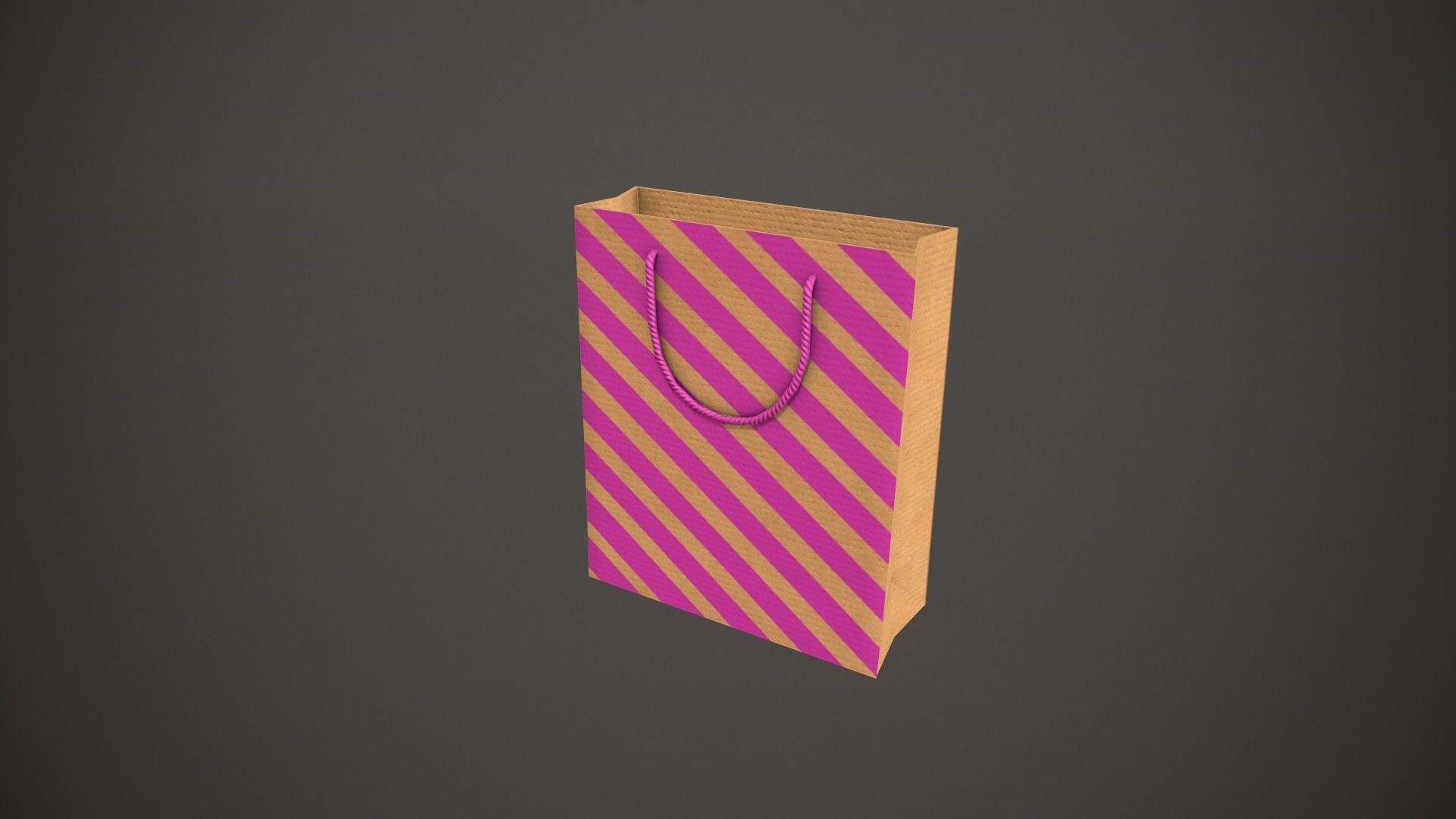 Pink Striped Gift Bag Low-poly 3D model_9