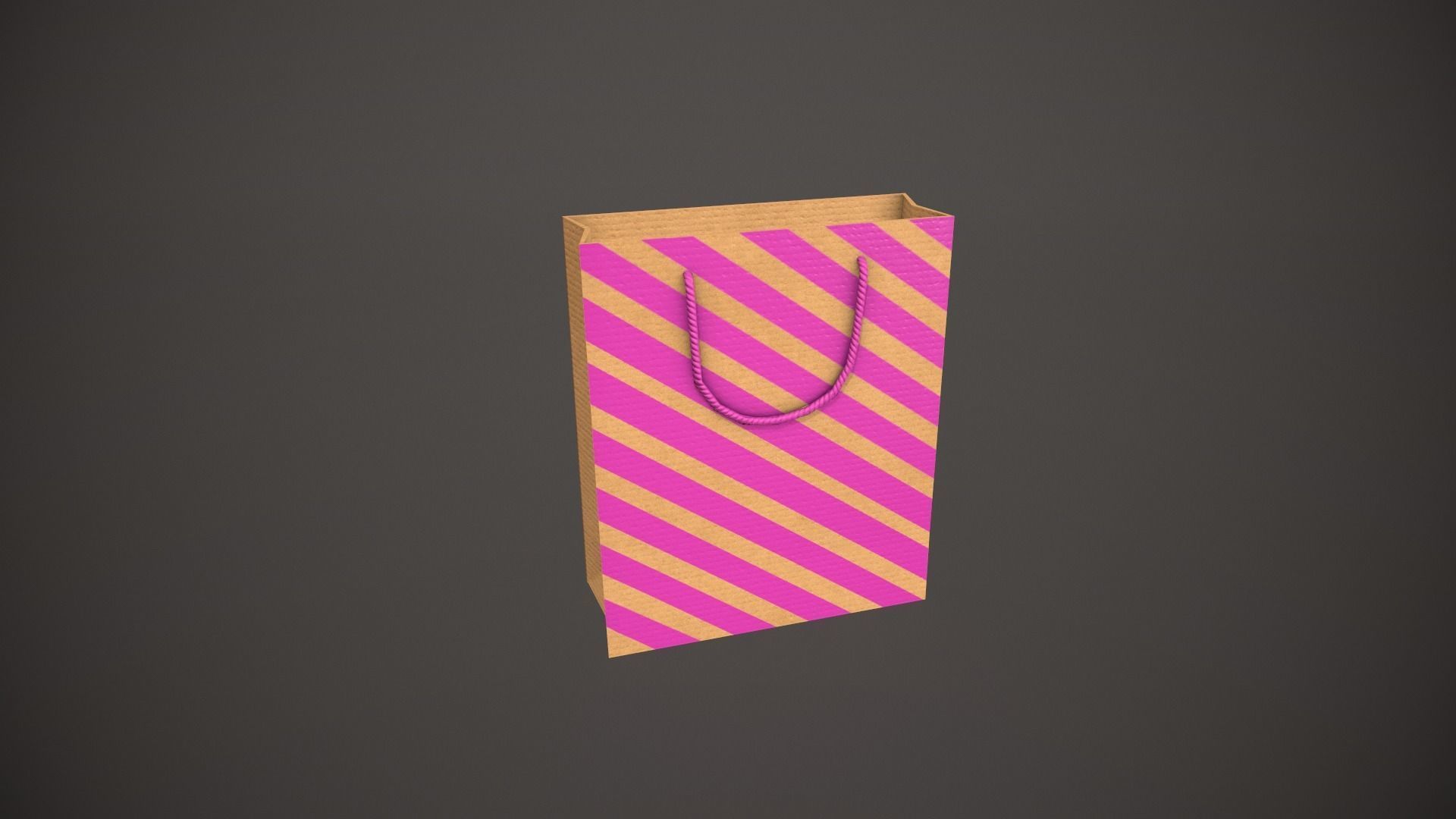 Pink Striped Gift Bag Low-poly 3D model_5