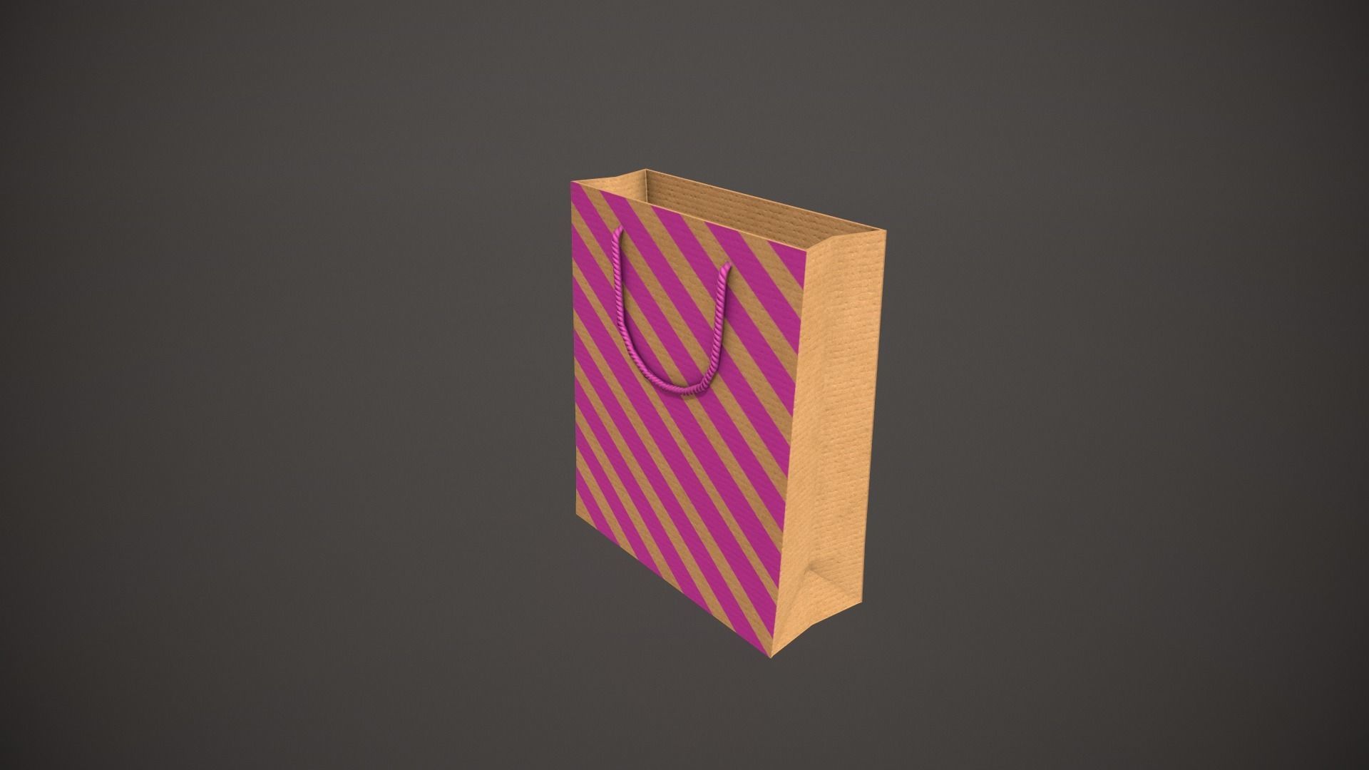 Pink Striped Gift Bag Low-poly 3D model_3
