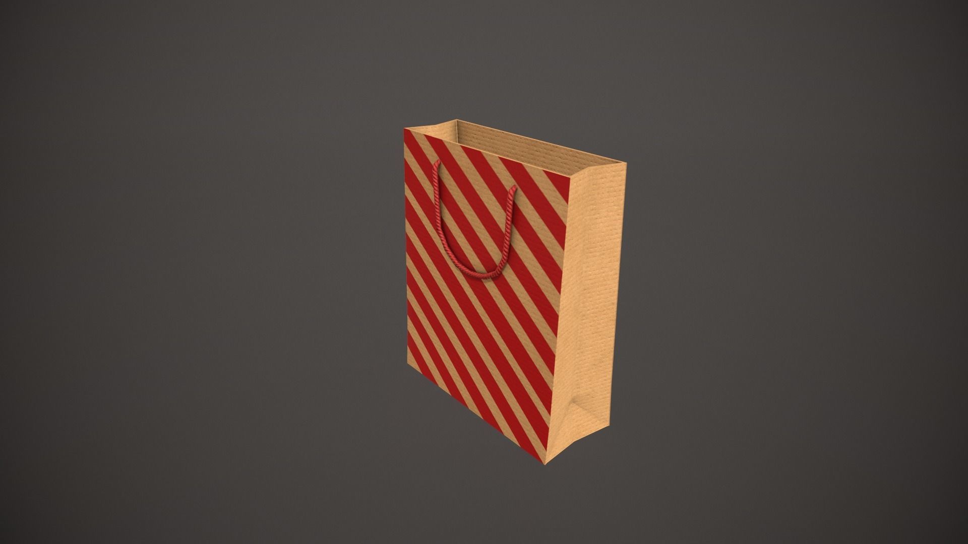 Red Striped Gift Bag Low-poly 3D model_3