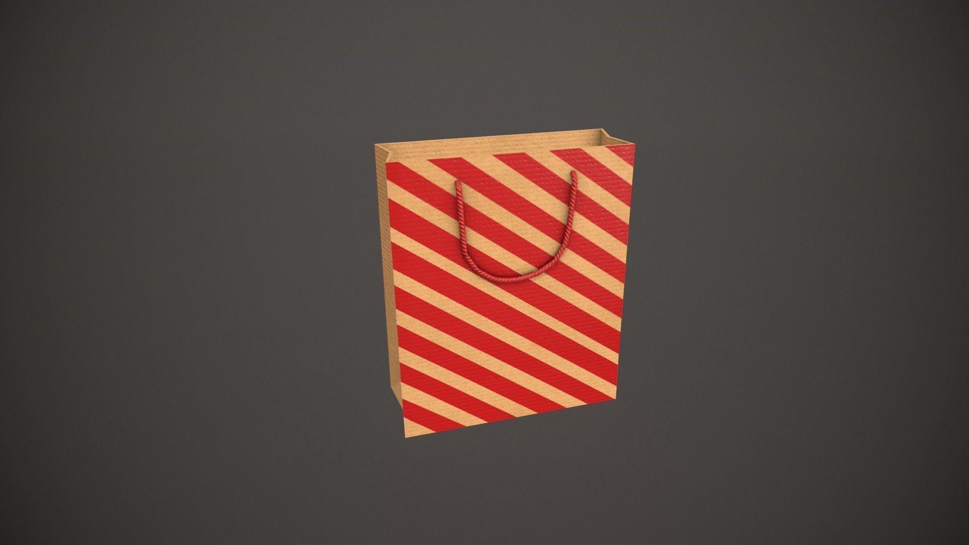 Red Striped Gift Bag Low-poly 3D model_5