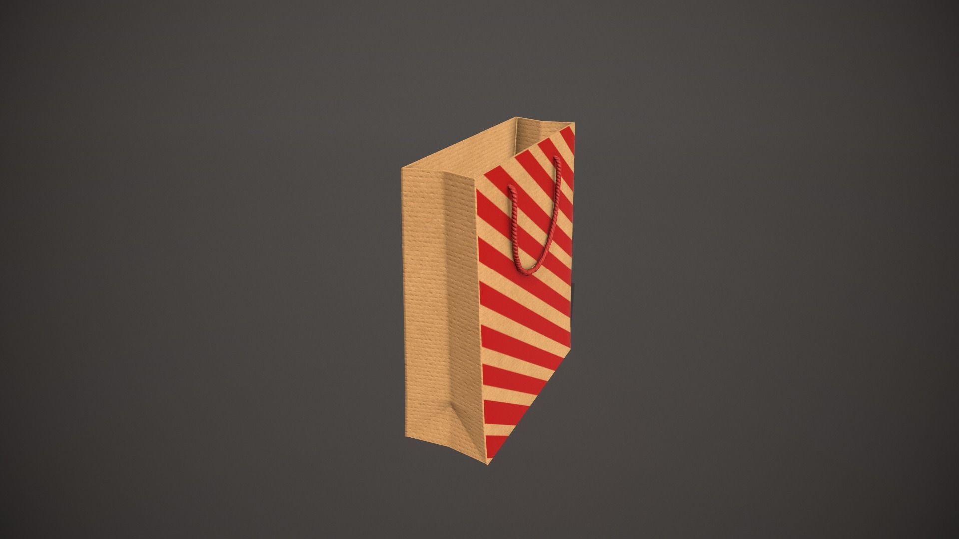 Red Striped Gift Bag Low-poly 3D model_1