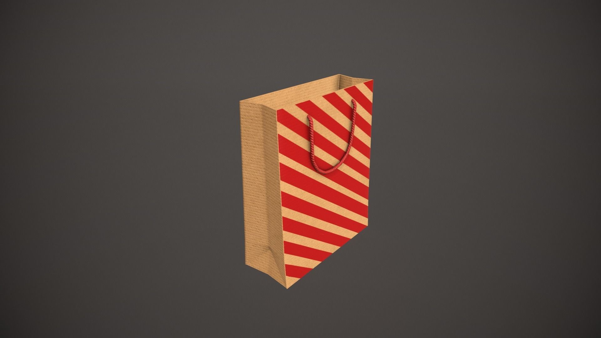 Red Striped Gift Bag Low-poly 3D model_6