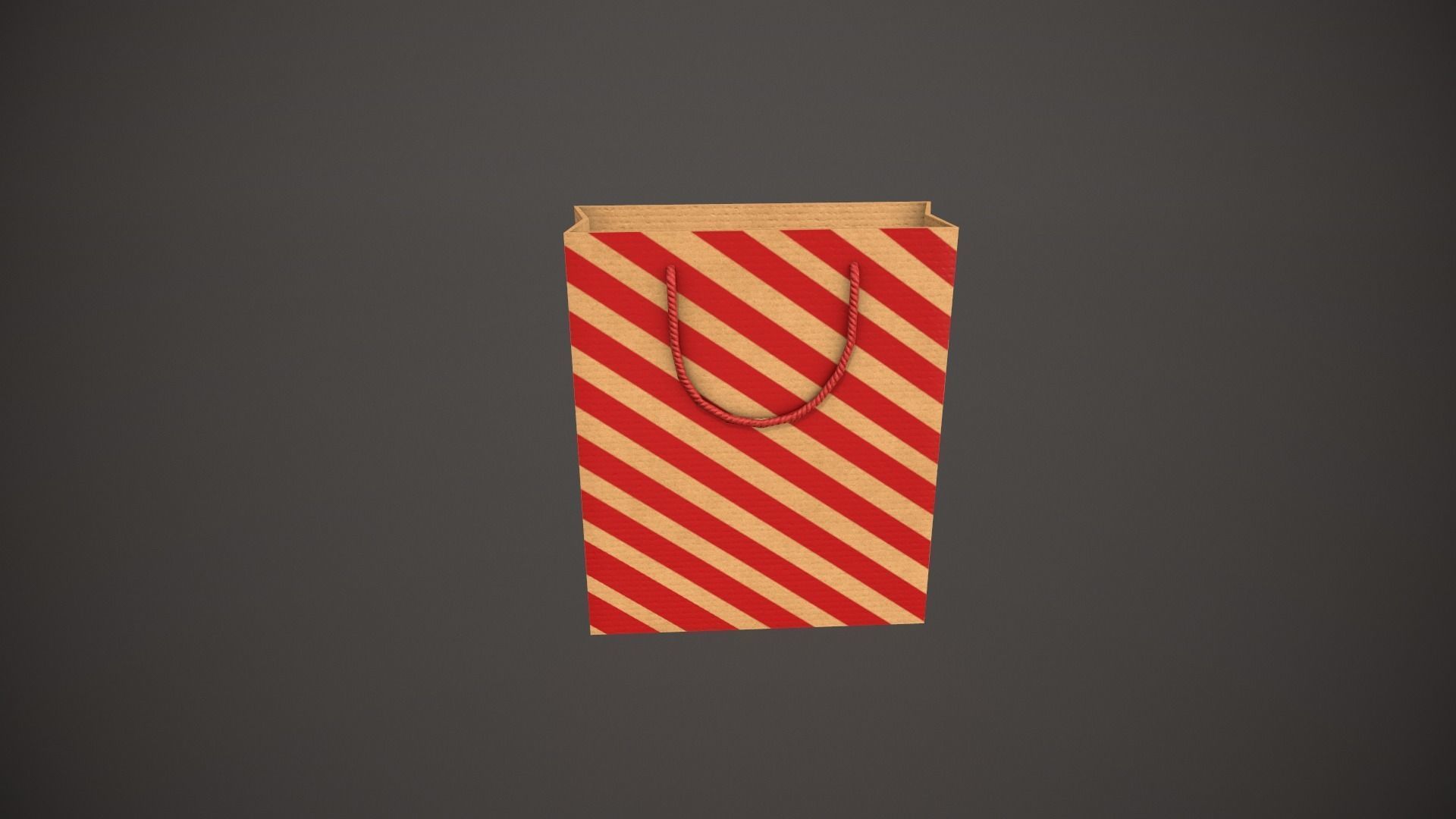 Red Striped Gift Bag Low-poly 3D model_10