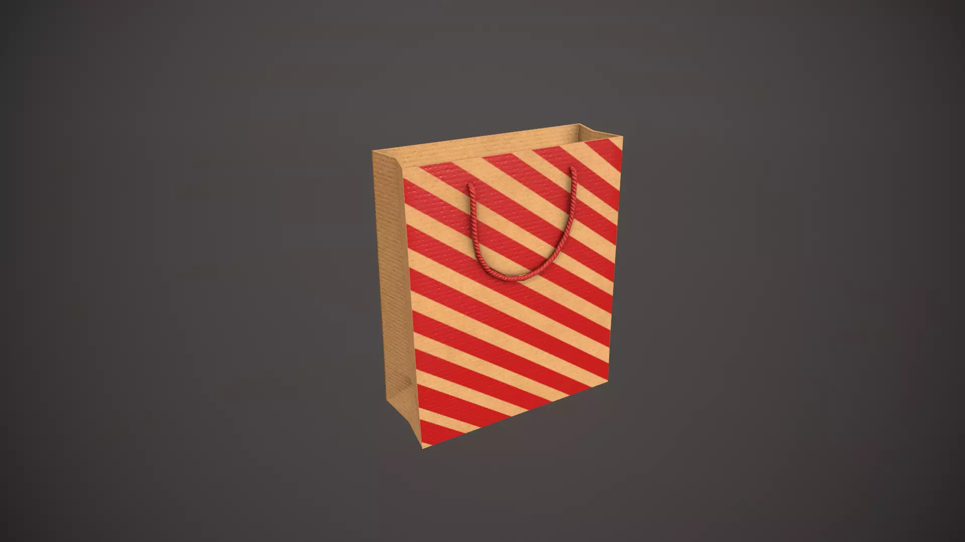 Red Striped Gift Bag Low-poly 3D model_0