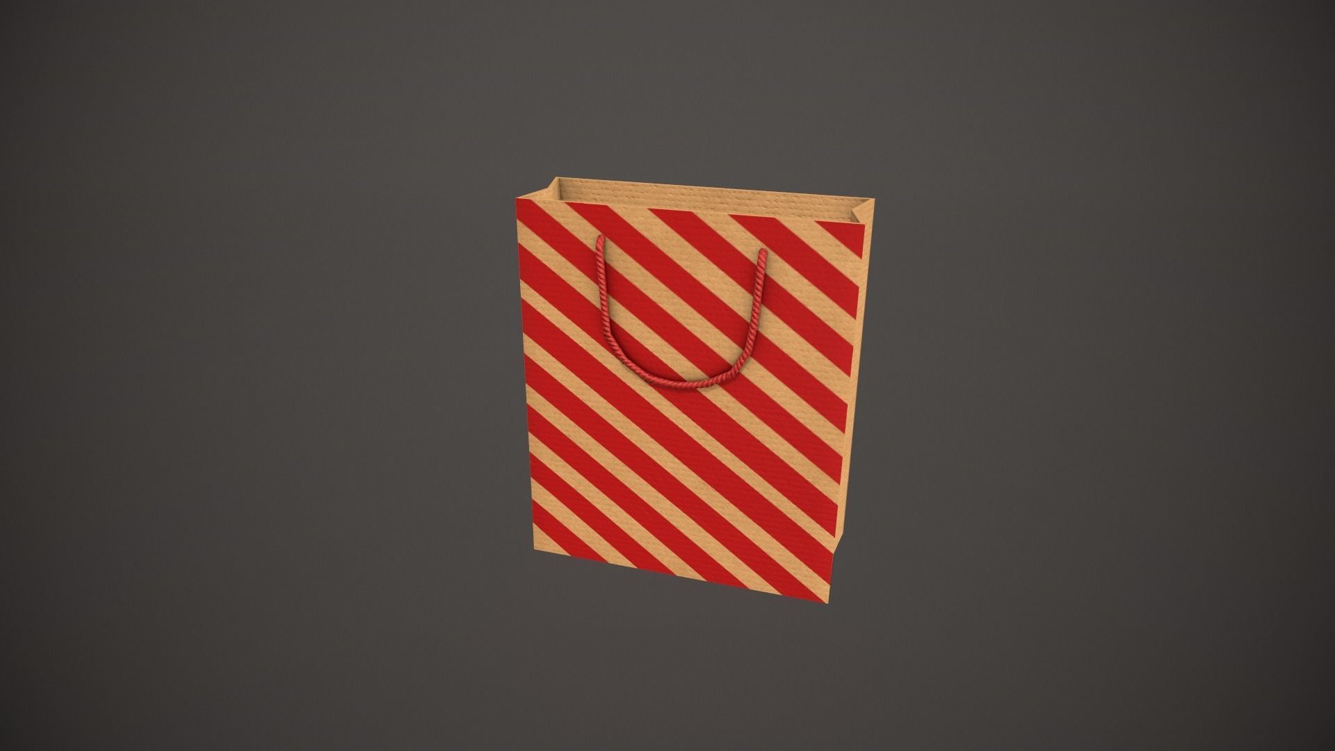 Red Striped Gift Bag Low-poly 3D model_4