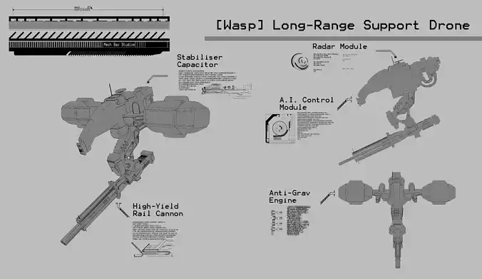 28mm Escort Drone - Wasp 3D print model