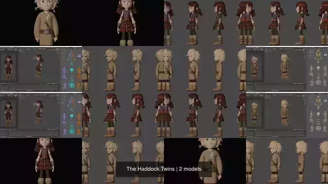 The Haddock Twins 3D Model Collection
