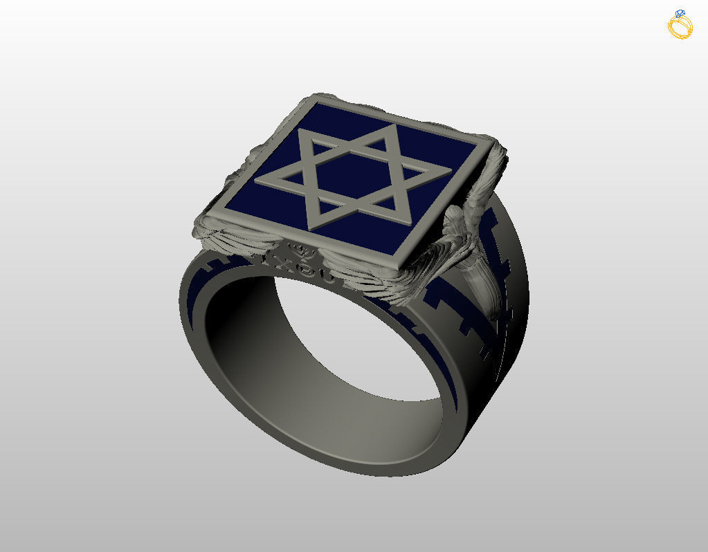 Ring star of david 3D print model_35
