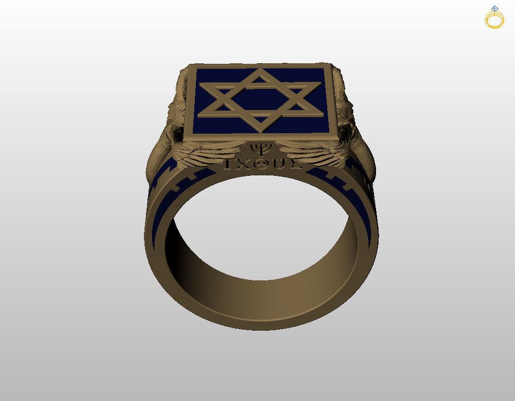 Ring star of david 3D print model_24
