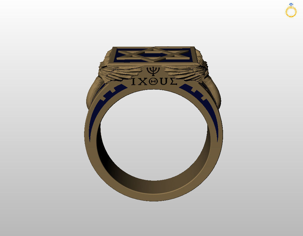 Ring star of david 3D print model_23