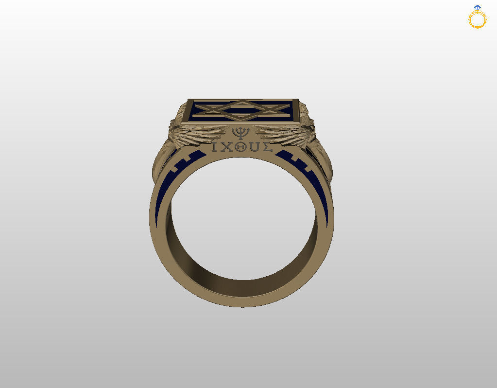 Ring star of david 3D print model_9