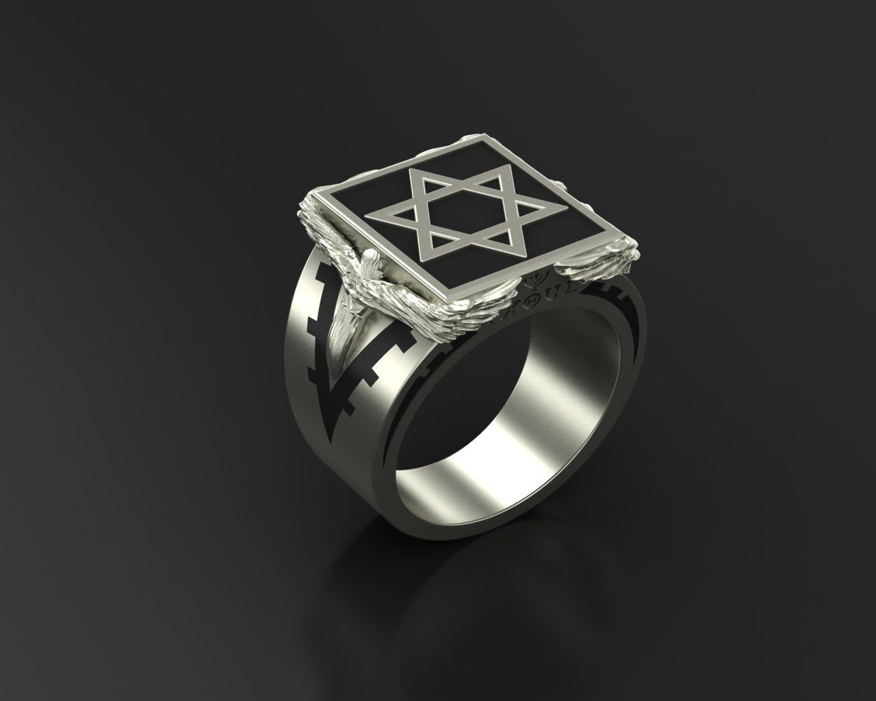 Ring star of david 3D print model_5
