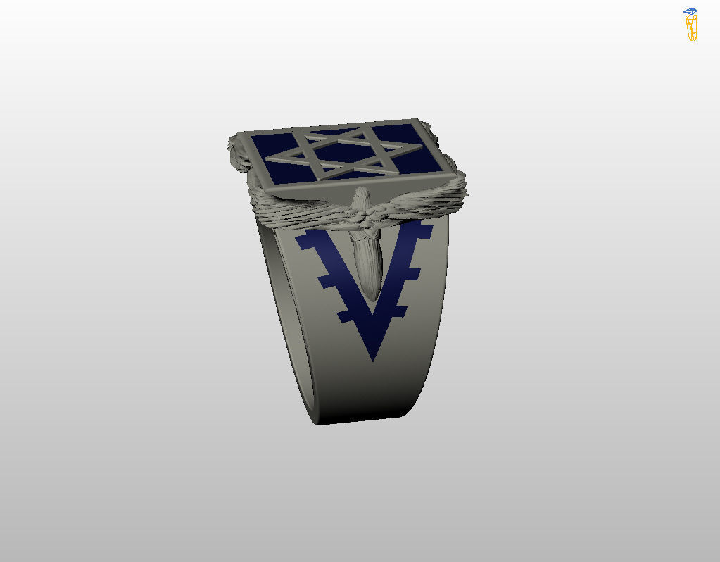 Ring star of david 3D print model_32