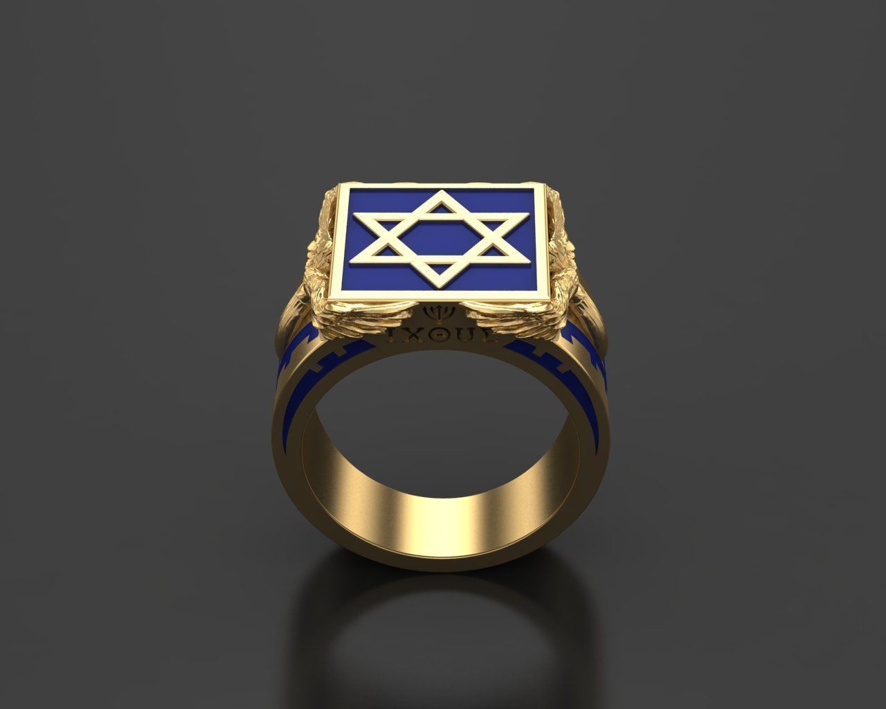 Ring star of david 3D print model_1