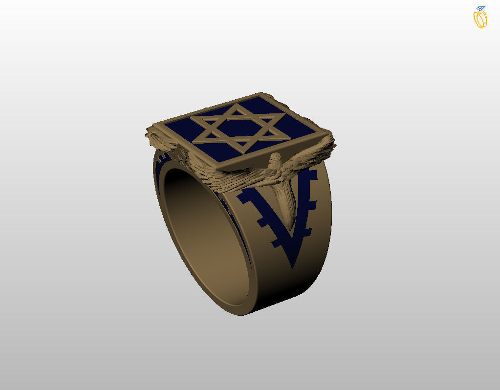 Ring star of david 3D print model_28