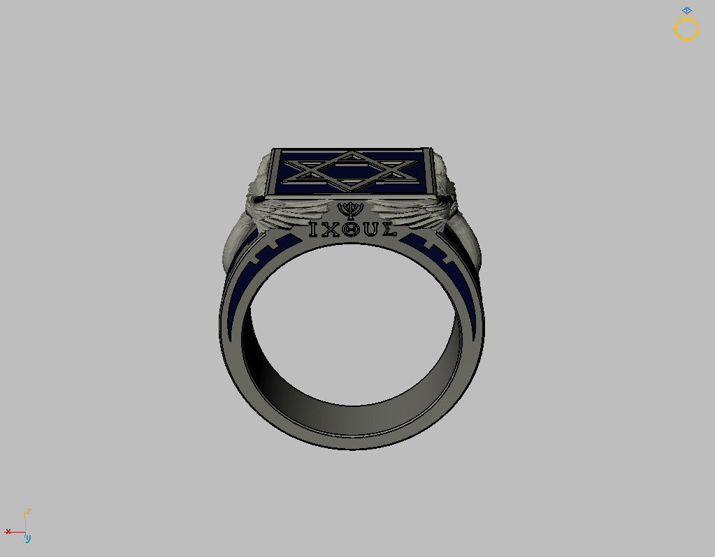 Ring star of david 3D print model_37