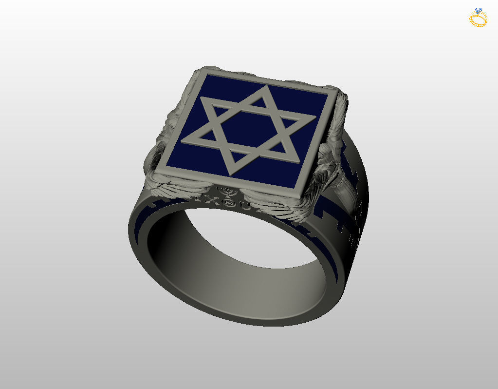 Ring star of david 3D print model_36