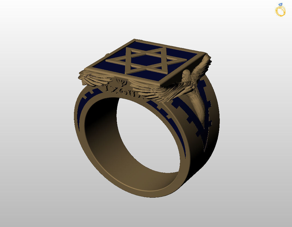 Ring star of david 3D print model_29
