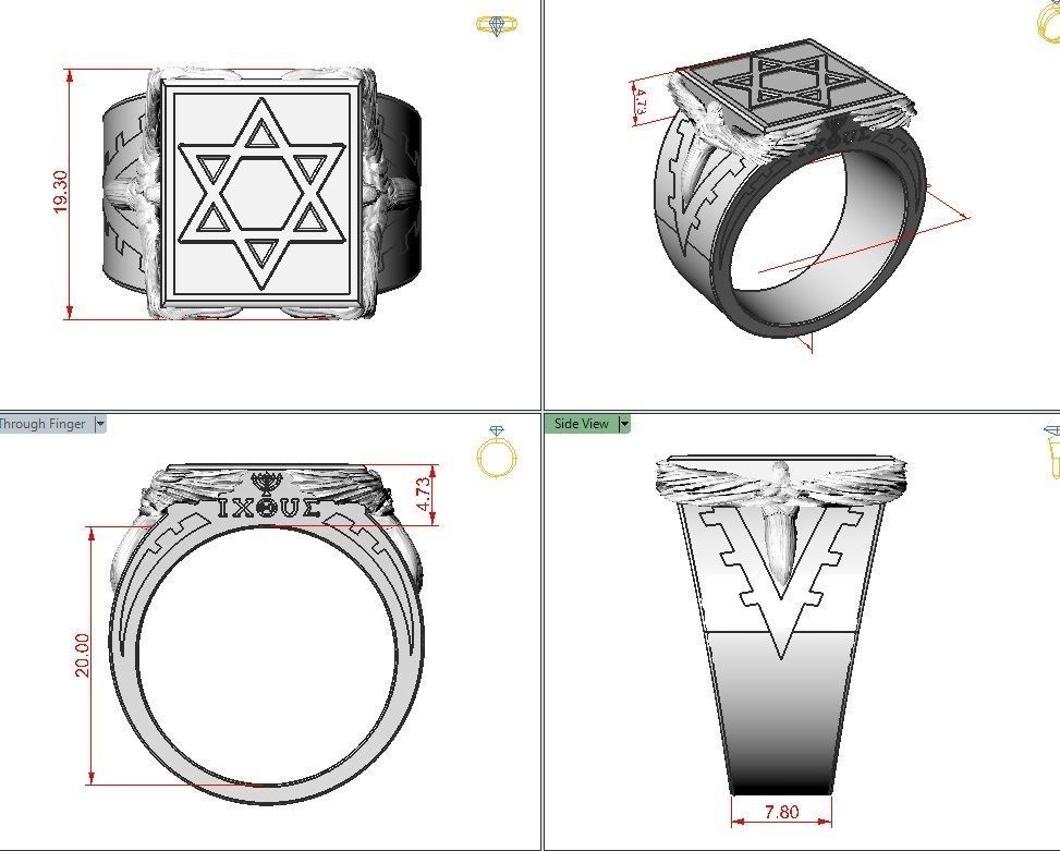 Ring star of david 3D print model_4
