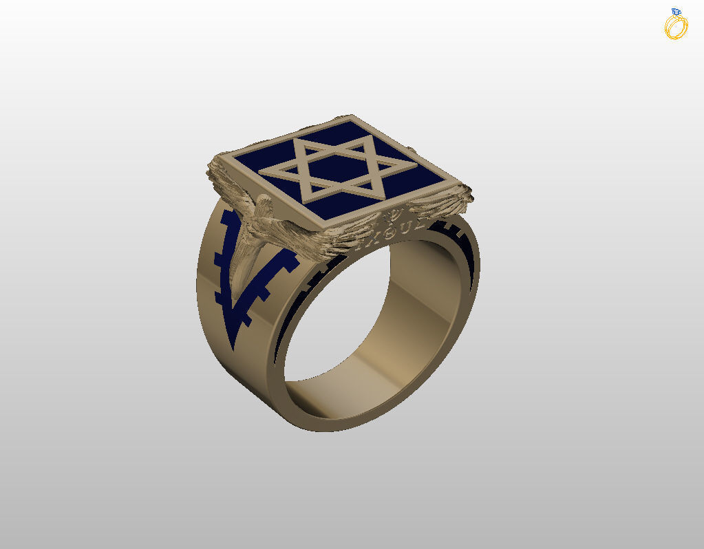 Ring star of david 3D print model_8